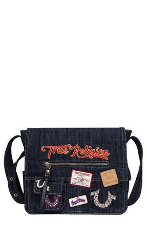 True Religion Multipatch Denim Messenger Bag in Dark Denim at Nordstrom Rack