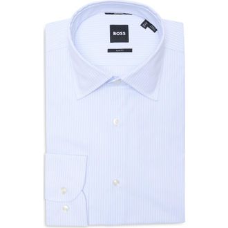 BOSS Hank Kent Slim Fit Stretch Performance Dress Shirt in Light/Pastel Blue at Nordstrom, Size 14.5