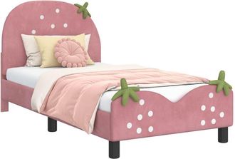 vidaXL Cama Para Ni&ntilde;os Con Cabecero Rosa 80 X 160 Cm Terciopelo Vidaxl