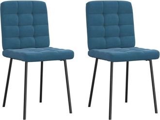 vidaXL Sedie da Pranzo 2 pz Blu in Velluto - Vidaxl