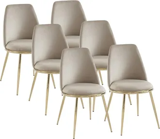 Pascal Morabito Pack de 6 sillas de terciopelo y metal dorado - Beige - NEBINA de Pascal MORABITO