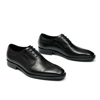 Generic Mens Lace Up Vintage Brogue Shoes Pointed Toe Faux Leather Oxfords Low Block Heel Wedding Dress Shoes,Black,5.5 UK