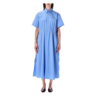 Polo Ralph Lauren Shirt Dresses, female, Blue, Size: 2XS Logo-embroidered Drawstring-waist Shirt Dress