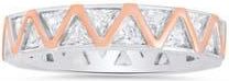Queen Jewels Two-Tone Cubic Zirconia Zigzag Eternity Band Ring in Silver/Rose Gold at Nordstrom Rack, Size 10