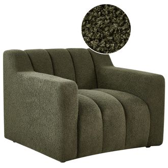 Beliani Beliani - Sill&oacute;n Moderno Tapizado De Tela Boucl&eacute; Respaldo Acolchado Grueso Verde Oscuro Agerup