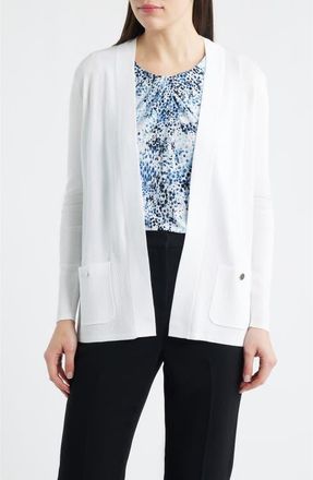 Anne Klein Malibu Open Front Cardigan in Crisp White at Nordstrom, Size X-Large P