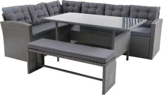 Concept Usine Mueble de jard&iacute;n de 8 plazas en resina antracita y cojines verdes