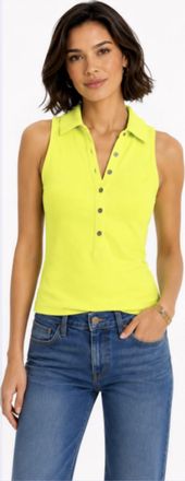 Michael Stars Norah Sleeveless Polo Top In Peridot