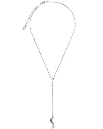 Sterling Forever CZ Star & Moon Dangling Y Necklace