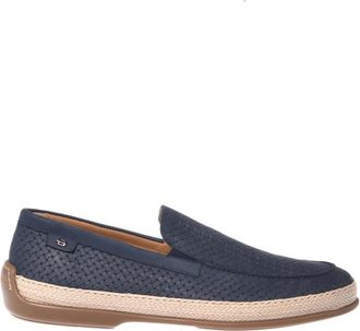 Baldinini Nubuck Geweven Print Loafer - Heren - Loafers - Blauw - 43 EU - Leer - Schoenen