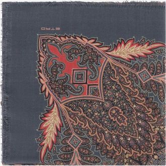 Etro Grosses Webhalstuch aus Wolle und Seide Floral Paisley