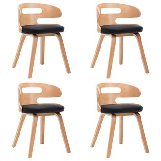 vidaXL Vidaxl - Sillas De Comedor 4 Uds Madera Curvada Cuero Sint&eacute;tico Negro