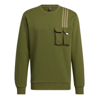adidas Mens adidas neo Classic Chest Sports Long Sleeves Olive Green HM2018