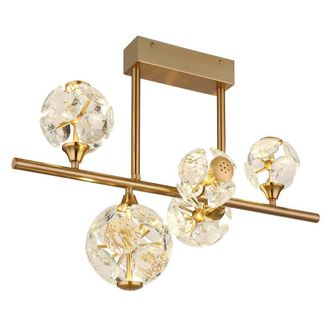 Netlighting Virina Multi Arm Semi Flush Ceiling Lamp Gold Colors K9 Crystals LED
