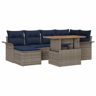 vidaXL Conjunto De Sof&aacute; De Jard&iacute;n 7 Pcs Gris Polirat&aacute;n Vidaxl