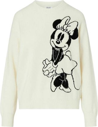 Liu Jo Miss Mouse Trui - Dames - Ronde hals truien - Wit - S - Wol - Truien & Vesten