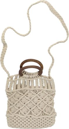 Lascana Womens Macrame Convertible Crossbody Bag, Ivory, O/S