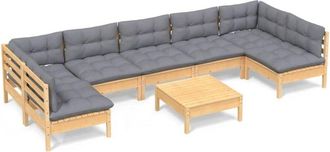 vidaXL Juego De Muebles De Jard&iacute;n 8 Pzas Y Cojines Madera Maciza Pino Vidaxl