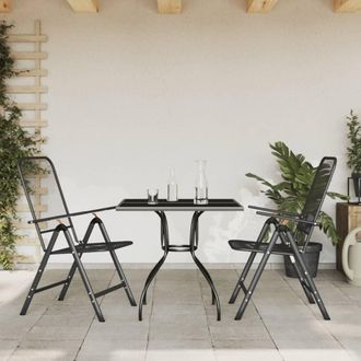 vidaXL Juego De Comedor De Jard&iacute;n 3 Pzas Malla Met&aacute;lica Gris Antracita Vidaxl