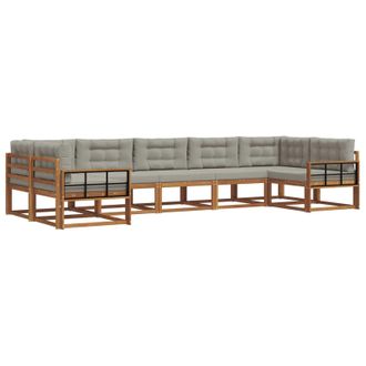 vidaXL Conjunto De Sof&aacute;s De Exterior 7 Pcs Gris Natural Y Claro Vidaxl