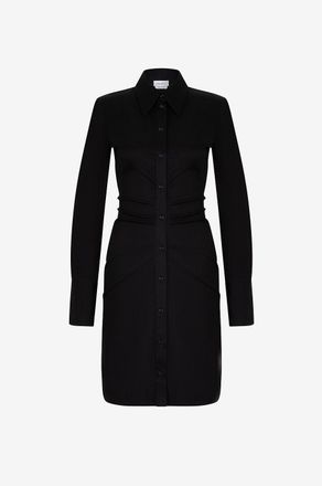 Alexander McQueen Kurzes gerafftes Hemdkleid aus Popeline