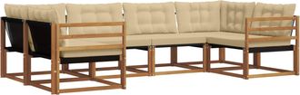 vidaXL Conjunto De Sof&aacute;s De Exterior 6 Uds. Natural Y Beige Vidaxl