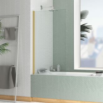 Aurlane Aurlane - Mampara De Ba&ntilde;era 70x130cm - Perfil Acabado Oro Cepillado - Elementary