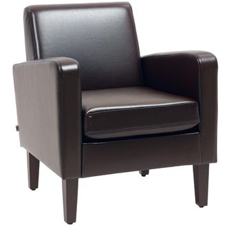 HOMCOM Armchair Accent Chair With Eucalyptus Wood Legs For Bedroom Brown | TJ Hughes