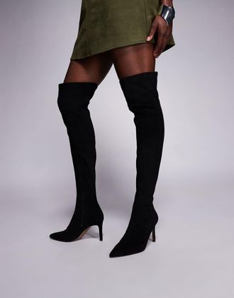 Asos Kalani - Stivali cuissard neri con tacco alto-Nero