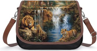 Generic Lions Leopard Giraffe Crossbody Bags for Women Fashion Leather Shoulder Handbags With Adjustable Strap