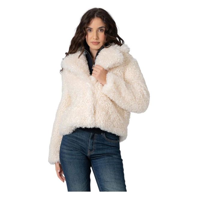 Faux Fur & Shearling Jackets, female, White, XL, Faux Fur Short Winter Jacket