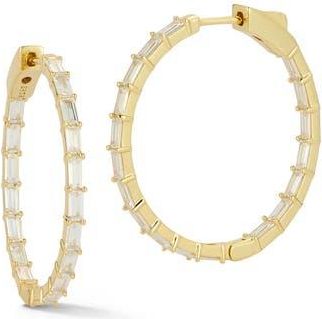 Glaze Jewelry Baguette Cubic Zirconia Hoop Earrings in Gold at Nordstrom Rack