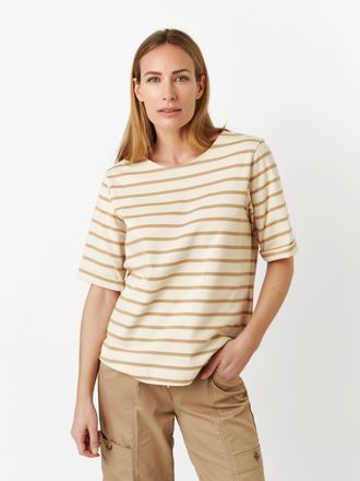 Toni T-Shirt TONI Dolly, Damen, Gr. 36, beige (dune), Single Jersey, Obermaterial: 98% Baumwolle, 2% Elasthan, gestreift, Rundhals, Shirts T-Shirt, mit Str