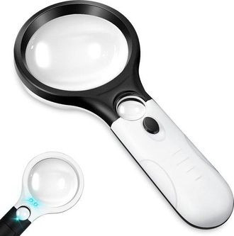 OEM Lupa Con Luz - Lupa De Doble Lectura - Lectura Detallada - Lente Doble Hd - Lente De 9 Cm - Transparente