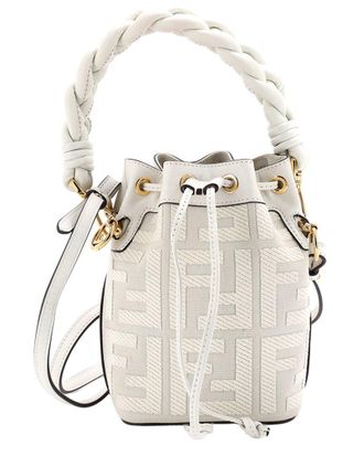Fendi Fendi Woven Handle Mon Tresor Bucket Bag Zucca Embroidered Canvas Mini (Authentic Pre-Loved)