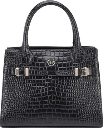 Philipp Plein Small Shopper Bag Cocco - Dames - Handtassen - Zwart - ONE Size - Katoen - Tassen