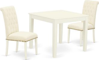 East West Furniture Dining Room Set Linen White, OXBR3-LWH-02