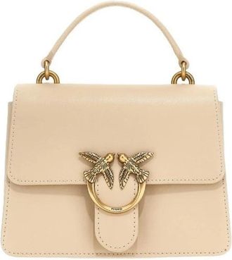 Pinko Love Birds Beige Schoudertas - Dames - Handtassen - Beige - ONE Size - Leer - Tassen