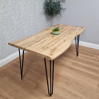 Kosy Koala Wooden Dining Table With Metal Hairpin Legs for Dining Room, Work, or Study (Length 140cm) in Brown