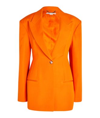 Stella McCartney Peak-Lapel Padded-Shoulder Woven Blazer Size XS