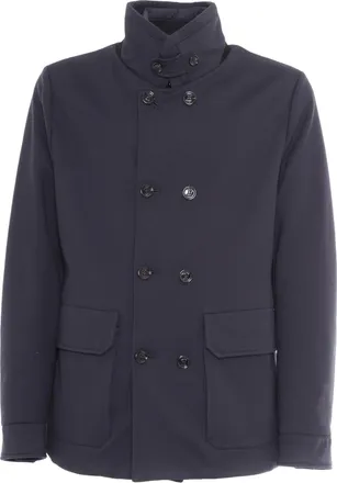 Moorer Bas-TZ Dark Blue Double-Breasted High-Collar Jacket