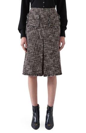 L.k. Bennett Gwen Fray Tweed Skirt in Black Multi at Nordstrom Rack, Size 10 Us / 14 Uk