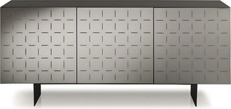 MondoViro Aparador de 3 puertas con espejo gris 180x50 h80 cm