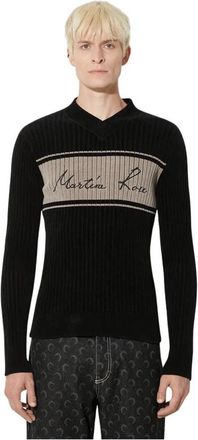 Martine Rose Chenille V-Neck Trui - Heren - V-hals truien - Zwart - S - Katoen - Truien & Vesten