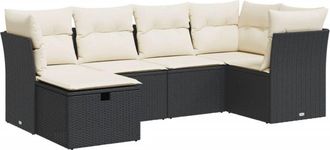 vidaXL Vidaxl - Set De Sof&aacute;s De Jard&iacute;n 6 Piezas Y Cojines Rat&aacute;n Sint&eacute;tico Negro