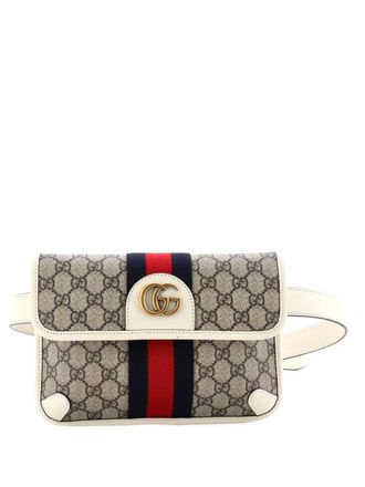 Gucci Ophidia Flap GG Coated Canvas with Leather belt bag - women - Fabric - One Size - Brown