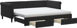 vidaXL Vidaxl - Sof&aacute; Cama Nido Con Cajones Terciopelo Negro 90x200 Cm
