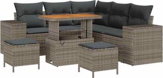 vidaXL Garden Sofa Set with Cushion with Storage 8 pcs Grey vidaXL