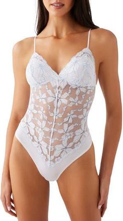 b.tempt'd by Wacoal Feeling Famous Thong Bodysuit in White/Frozen Fjord at Nordstrom Rack, Size Large