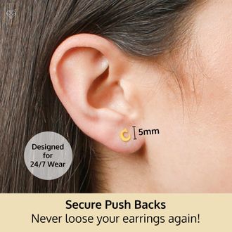 MAX + STONE 14k Yellow or White Gold Small Script Initial Letter Stud Earrings
